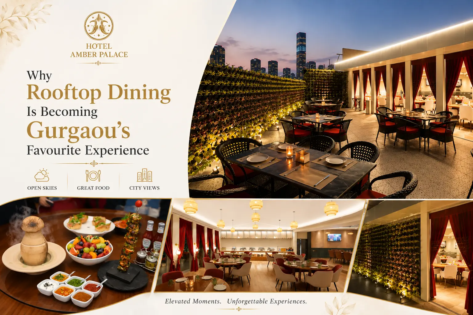Amber Palace Hotel rooftop restaurant in Gurugram offering open air dining, city views, and memorable dining experiences