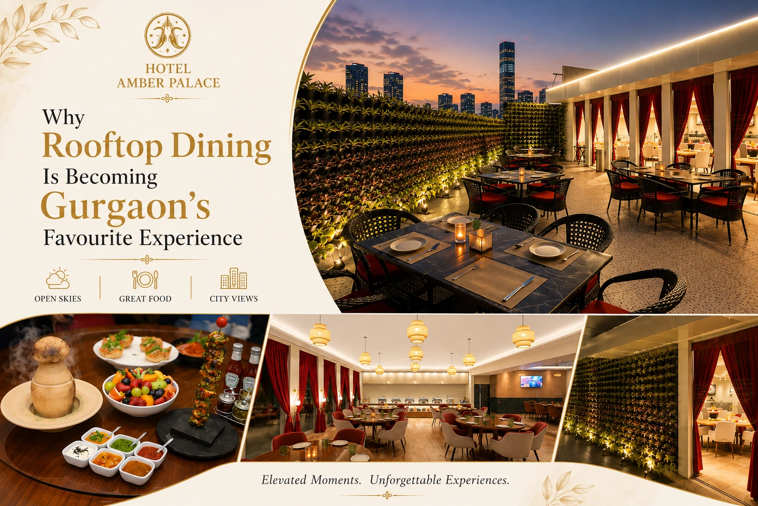 Amber Palace Hotel rooftop restaurant in Gurgaon offering open air dining, city views, and memorable dining experiences